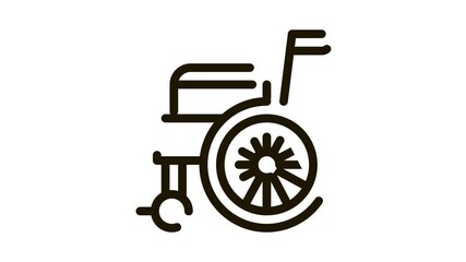 Wall Mural - Self-Propelled Wheelchair Equipment animated black icon on white background