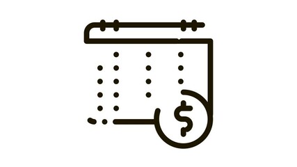 Poster - Financial Calendar And Dollar Coin animated black icon on white background