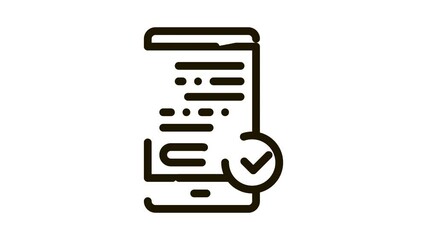 Poster - Smartphone Display And Approved Mark animated black icon on white background