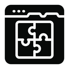 Sticker - 
Jigsaw inside website, online problem glyph icon
