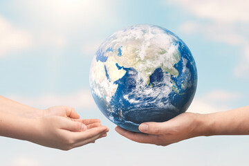 Hand holding Earth globe. World environment day