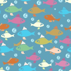 Wall Mural - Bubbly Swimming Fish