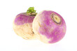 freshly harvested spring turnips (Brassica rapa) on a white background Indian turnips