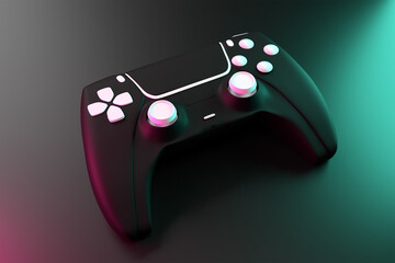 3d game joystick controller rendered with dark backround