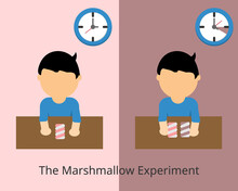 The Marshmallow Experiment For Delayed Gratification And Instant Gratification Vector