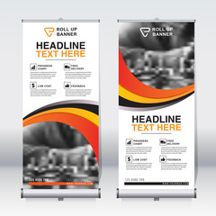 Wall Mural - Roll up banner design template, abstract background, pull up design, x-banner, rectangle size.