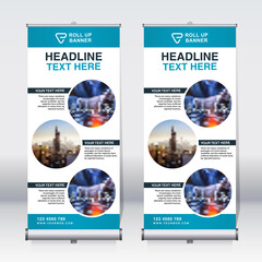 Wall Mural - roll up banner design template, abstract background, pull up design, x-banner, rectangle size.