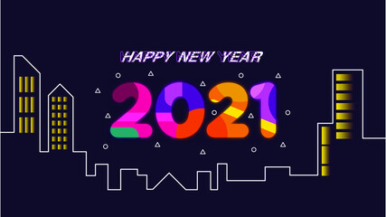 Leinwandbilder - Happy new year 2021 background vector design