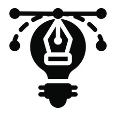 Sticker - 
Puzzle inside bulb, solid icon of problem solving 
