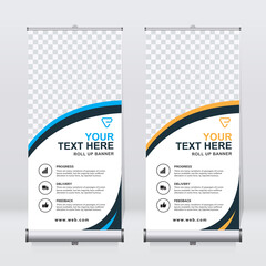Wall Mural - roll up banner design template, vertical, corporate background, pull up design, modern retractable b