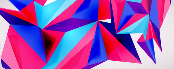 Vector triangle geometric backgrounds. Low poly 3d shape on light backdrop. Vector illustration for covers, banners, flyers and posters and other designs