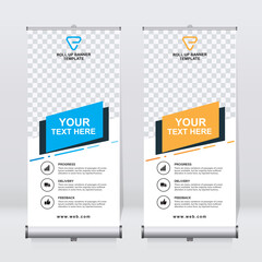 Wall Mural - Roll up banner design template, vertical, corporate background, pull up design, modern retractable banner, rectangle size.