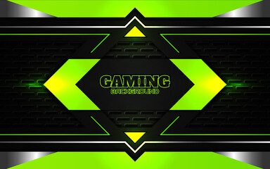 Fototapete - Abstract futuristic black and green gaming background with modern esport shapes. Vector design template technology concept can use element game banner, sport poster, cyber wallpaper, web, advertising