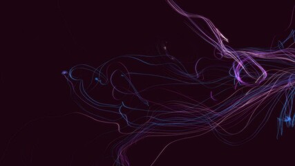 Poster - Abstract fibers swirling on a dark burgundy background. 3D render / rendering