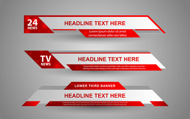 Wall Mural - set collection vector of broadcast news lower thirds template layout design banner for bar headline 