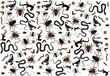 Spooky pattern of poisonous insects on a white background. Vector illustration