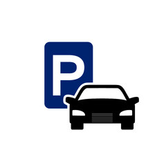 Sticker - Car parking sign icon on isolated white background