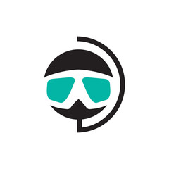 Sticker - Goggles swim logo design template