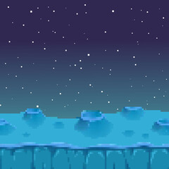 Leinwandbilder - Pixel 80s Retro Wave Sci-Fi Background with Sunrise or Sunset. Pixel art 8bit