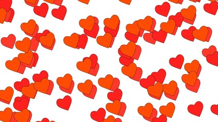 Poster - Flat hearts at an angle against a white background.