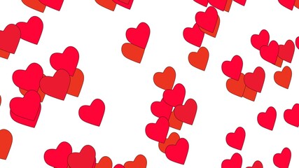 Poster - Flat hearts at an angle against a white background.