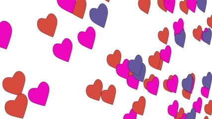 Poster - Flat hearts at an angle against a white background.