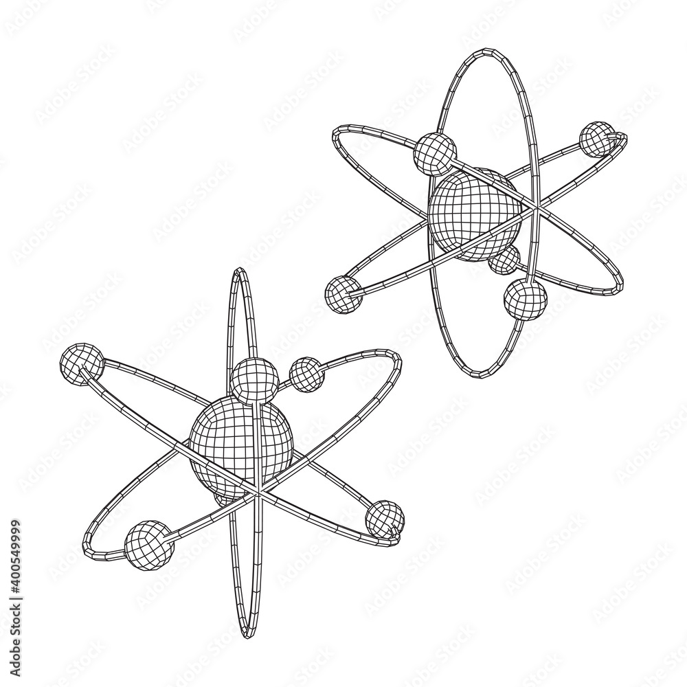 Planetary model of atom with nucleus and electrons