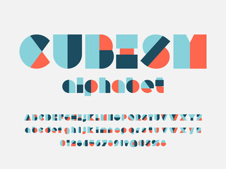 Aufkleber - Vector of modern abstract alphabet design uppercase, lowercase, numbers and symbols