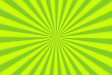 Abstract Background Comic Cartoon Green Zoom Lines With Halftone Pattern.