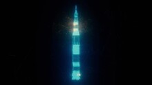 Saturn V Rocket Hud Hologram Style 3d Scanning 4k. High Quality 4k Footage