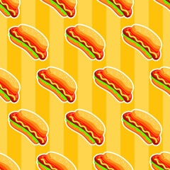 Canvas Print - hot dog seamless pattern background vector