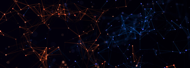 Aufkleber - Technology background. Abstract digital combination dots and lines. Network connection structure. 3d Widescreen