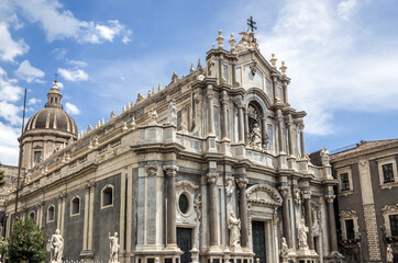 Poster - Exterior view of St Agatha Casthedral in Catania city on east coast of Sicily, Italy