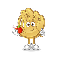 Poster - baseball glove eating an apple illustration. character vector