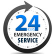 Emergency Customer Service and support 24 hours a day icon isolated on white background. 24-7 emergency customer service and support around the clock.
