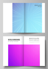 Poster - Vector layout of two A4 format modern cover mockups design templates for bifold brochure, magazine, flyer, booklet, annual report. Abstract geometric pattern with colorful gradient business background