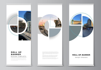 Poster - vector layout of roll up mockup design templates for vertical flyers, flags design templates, banner