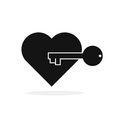 Poster - Heart with key. Shape of heart with key icon. Vector illustration.