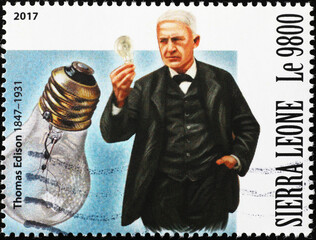 Canvas Print - Thomas Edison portrait on postage stamp