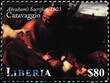 Abraham's sacrifice by Caravaggio on postage stamp