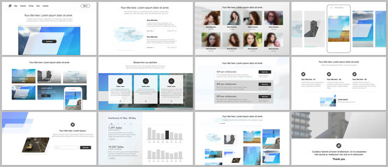 Wall Mural - Presentation design vector templates, multipurpose template for presentation slide, flyer, brochure cover design, infographic report. Abstract geometric pattern. Corporate identity business concept.