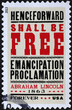Emancipation proclamation issued by Abraham Lincoln on stamp