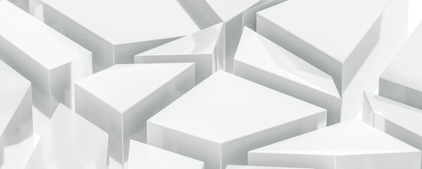 Poster - abstract modern white cube geometric shape polygon 3d render illustration