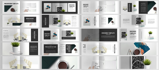 vector layouts of horizontal presentation design templates for landscape design brochure, cover desi