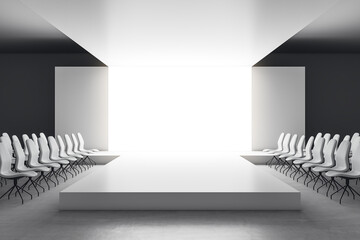 White empty fashion podium.