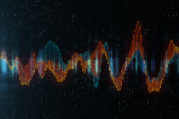 Poster - Glowing stock chart with index grid.
