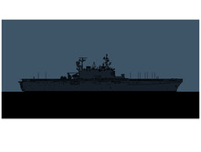 US Navy Tarawa Class Amphibious Assault Ship. Vector Image For Illustrations And Infographics.
