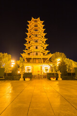 Canvas Print - zhangye wooden pagoda at night