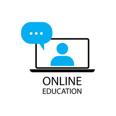 Aufkleber - webinar online conference. digital learning. virtual work meeting. laptop screen. stock image.
