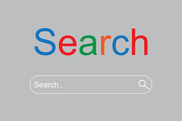 Poster - Search in flat style. Thin line icon, vector illustration. Website template design. Computer screen. Stock image.